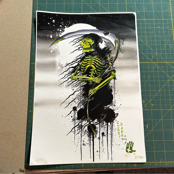 Curt Baer 2009 Grim Reaper Art Print Signed Numbered - Picture 2 of 7